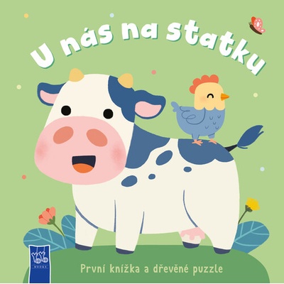 První knížka a dřevěné puzzle U nás na statku