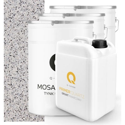 Q-COVER MOZAIKOVÁ OMÍTKA ŠEDÁ SVĚTLÁ M31 PRYSKYŘIČNÁ DEKORATIVNÍ EXTERIÉROVÁ 3x 25KG + ZÁKLADNÍ NÁTĚR