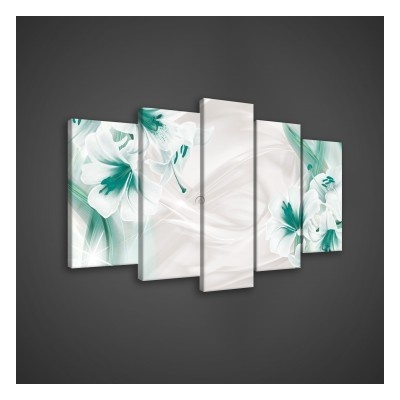 Obraz na plátne viacdielny - OB3578 - Tyrkysové kvety 100cm x 60cm - S17