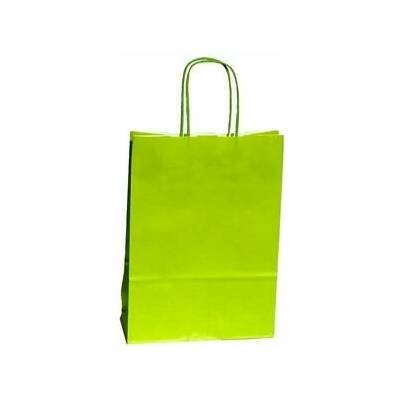 Papierová taška s krúteným uchom, šírka 18 cm, hĺbka 8 cm, výška 24,5 cm, zelená