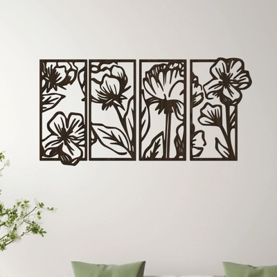 dřevo života 4 dílný obraz květin - FLORIST Zvolte barvu dekoru: Wenge, Rozměry šxv (cm): 78x40
