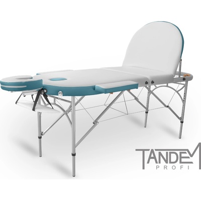 Tandem Skladací masážny stôl Profi A3D Oval Duo bielo-tyrkysová