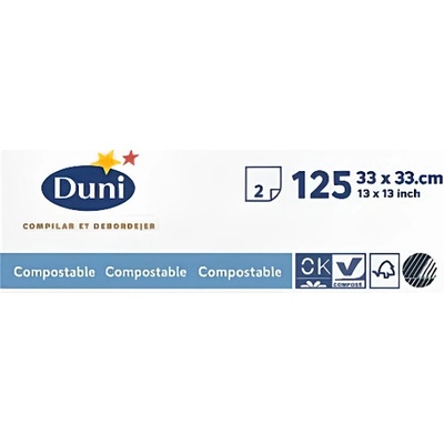 Duni servítky papierové biele 2V 33cm 125ks