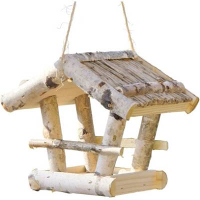 Dobar Brezové krmítko pre vtáky svetlá rákosová strecha 23 x 21 x 25 cm
