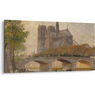 Obraz - Robert William Vonnoh, Notre Dame de Paris, reprodukcia, jednodielne 120x70 cm