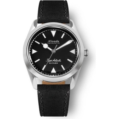 Nivada Grenchen Super Antarctic 32025A Black Leather