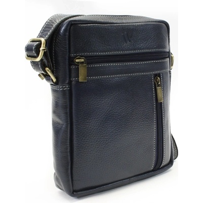 Tmavě modrý pánský kožený zipový crossbag 215-1218-97