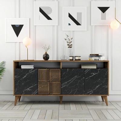 Hanah Home Skříňka MILAN ořech černý mramor