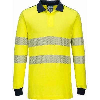 Portwest FR702 Polo tričko PW3 FR Modaflame Hi-Vis Žltá/Námornícka modrá XXL