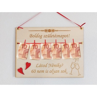 LYMFY | Dřevěná tabulka 30x22cm Boldog születésnapot! Látod 60 | přírodní dřevo