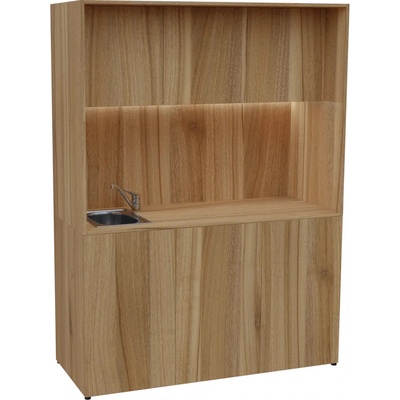 KUCH - CUBE PLUS 3 kuchyňka, vybavení - dřez + baterie, 2000x1480x600 mm, LED osvětlení, dvířka, ořech světlý