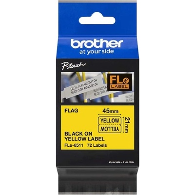Páska do šítkovače Brother FLE6511, černý tisk/žlutý podklad, originál