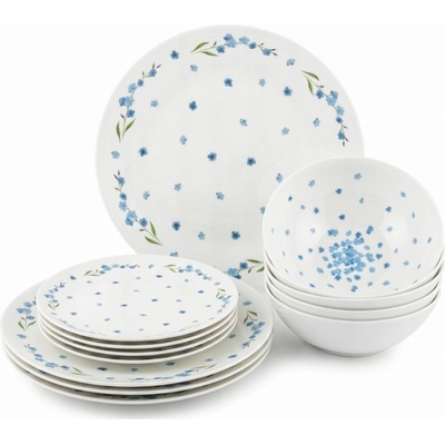 by inspire porcelánová jídelní sada Luna Pomněnka bílá modrá kulatý tvar 12 ks – Hledejceny.cz