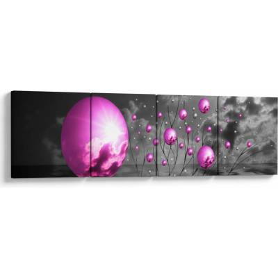 Obraz ružových gulí, štvordielne 160x40 cm