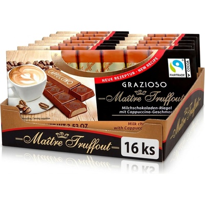 Maitre Truffout Grazioso Mléčná čokoláda s cappuccinem 16 x 100 g