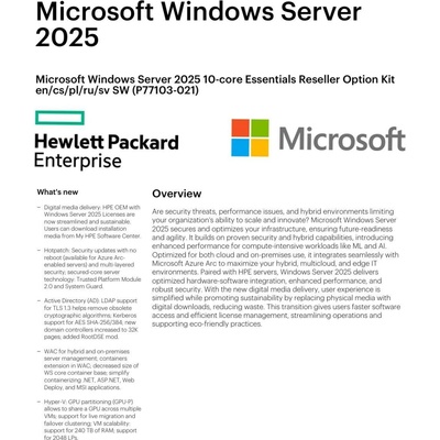 HPE Windows Server 2025 10-core Essentials Reseller Option Kit CZ P77103-021