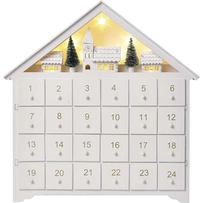 Emos LED adventní kalendář dřevěný 35x33 cm 2x AA vnitřní teplá bílá časovač DCWW02