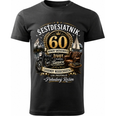 Maverprint Tričko k 60. narodeninám Šesťdesiatnik Originálny darček čierna