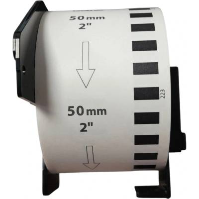 Termo Etiketa nekonečná 50 mm x 30,48 m s držiakom, Thermo eco, Biela, Potlač na silikóne, Dutinka 25 mm, Vnútorný návin, Silné lepidlo, DK-22223, Brother Kompatibilná, Priemer kotúča 75 mm