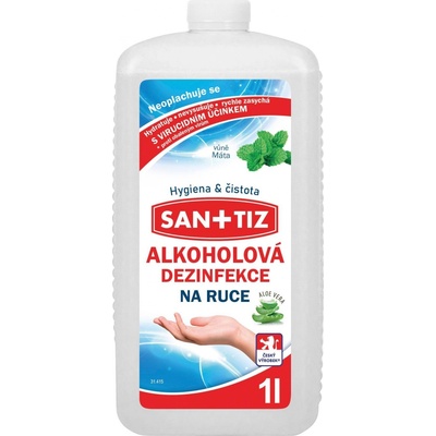 Sanitiz alkoholová dezinfekce na ruce parfém máta obsahuje Aloe Vera 1 l
