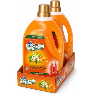 Waschkönig prací gel Universal Orange Spanien limited 2 x 3,305 l 110 PD
