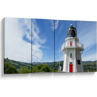 Obraz majáku Akaroa, Nový Zéland, Čtyřdílný 160x80 cm