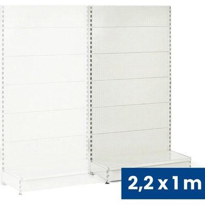 B2B Partner Prodejní regál jednostranný, perfo stěny, 2200 x 1000 x 450 mm, přídavný, bílá 926047