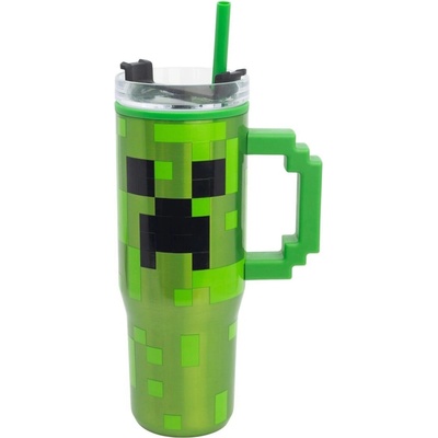 Stor termohrnek s brčkem Minecraft 770 ml zelený