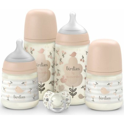 Suavinex Premium novorozenecký set Birdies růžový