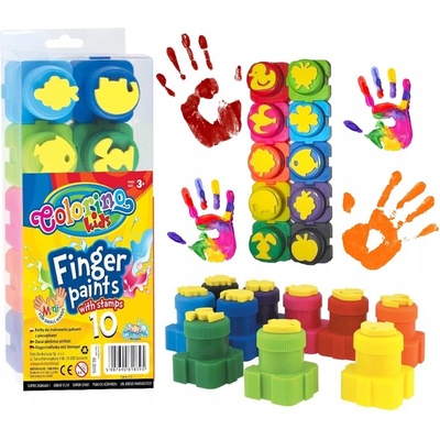 Colorino Kids prstové farby 10 farieb s pečiatkami