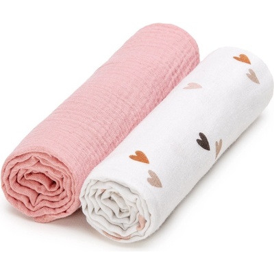 T-TOMI BIO Muslin Diapers látkové Love 65 x 65 cm 2 ks