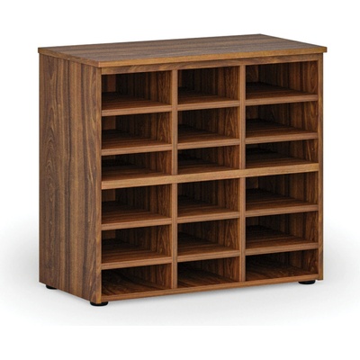 PRIMO Třídící regál WOOD, 800 x 420 x 740 mm, 18 přihrádek, ořech