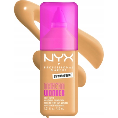 NYX Professional Makeup Make ‘Em Wonder lehký matující make-up 19 Warm Beige 30 ml