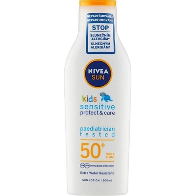 Nivea Sun Kids Protect & Sensitive Sun Lotion dětské voděodolné mléko na opalování SPF50+ 200 ml – Hledejceny.cz