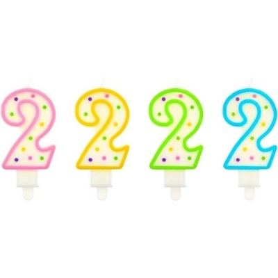 GoDan Svíčka dortová "2" s puntíky, 7,5cm
