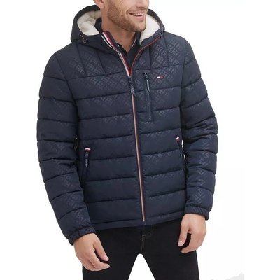 Tommy Hilfiger prošívaná zimní pánská bunda Sherpa tmavě modrá – Hledejceny.cz