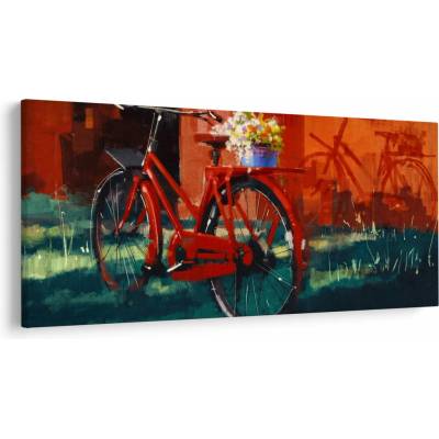 Obraz červeného kolesa, akrylová maľba, jednodielne 200x100 cm