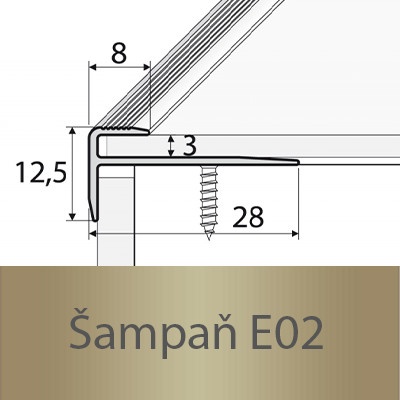 Profil Team Schodová hrana šampaň E02 1,2 m 3mm 28x12mm – Hledejceny.cz