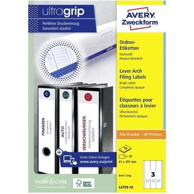 Avery-Zweckform štítky zložiek L4759-10 61 x 297 mm papier biela trvalé 30 ks