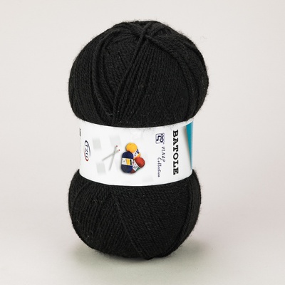 Pletací příze Vlnap BATOLE 59005 černá, klasická, 100g/416m