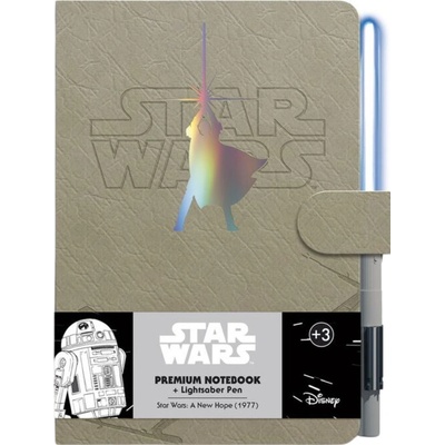 CurePink Poznámkový blok se svítící propiskou Star Wars Hvězdné války Luke Skywalker 14,8 x 21 cm – Hledejceny.cz
