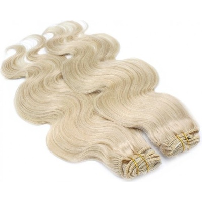 Deluxe vlnitá clip in sada 51cm - platina