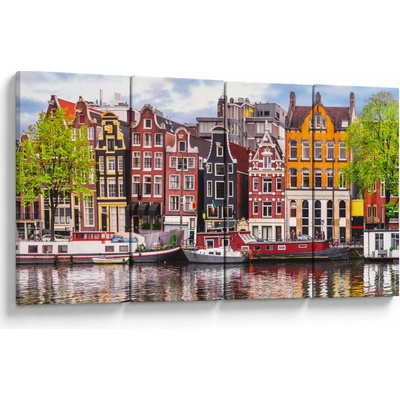 Obraz - Amsterdam, taneční domy, Čtyřdílný 160x80 cm