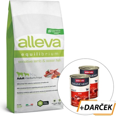Alleva Equilibrium Sensitive Adult Medium / Maxi Lamb and Ocean Fish 12 kg