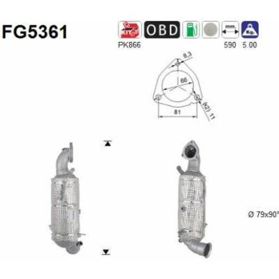 Filter sadzí pevných častíc výfukového systému AS FG5361