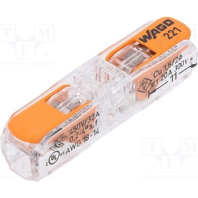 WAGO 221-2411 Rychlosvorka; 221; 32A; 450V; na kabel; pružinová svorka; 0,2÷4mm2