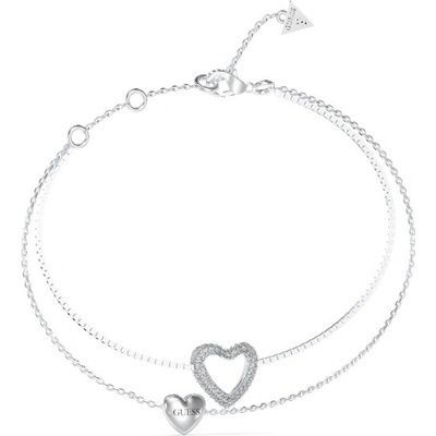 Guess Dvojitý ocelový náramek se srdíčky Beloved JUBB05027JWRH 17 cm