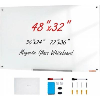 VEVOR Magnetická sklenená tabuľa, bezrámová, 1200 x 800 mm, biela