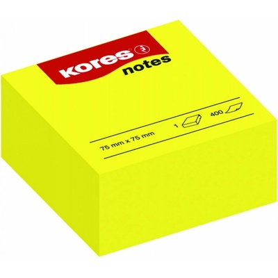 Kores Samolepiace bločky žlté CUBO 75x75 / 400 lístkov (46074)