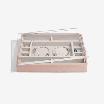 Stackers box na šperky s průhledným víkem Taupe Classic 2 Charm Bracelet Layer & Display Lid růžová